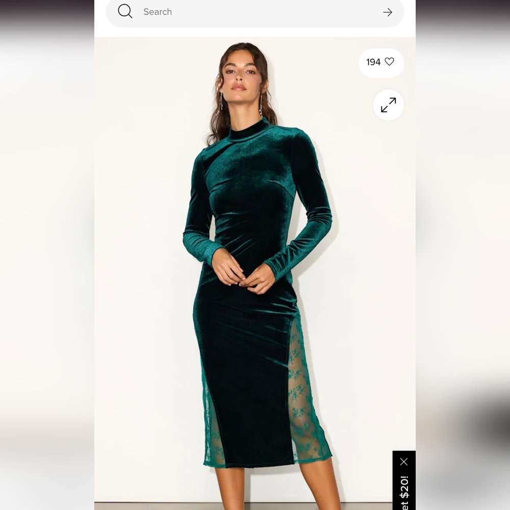 Lulus Elegant Green Velvet Dress
